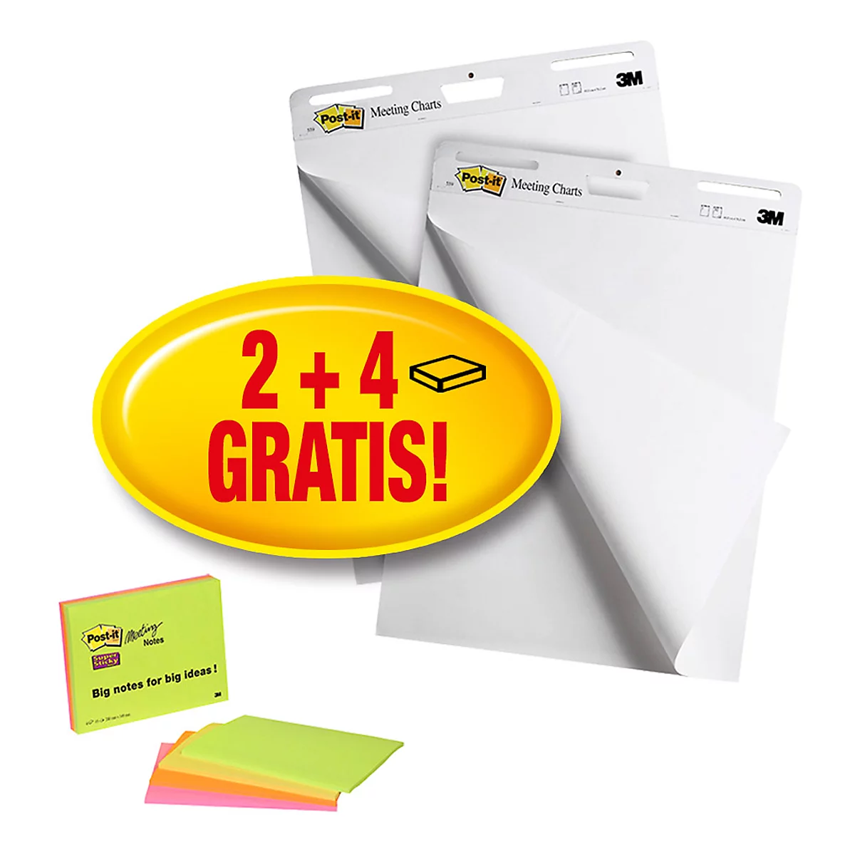 Meeting Chart 559 Post-it® - vierge - 2 blocs de 30 feuilles + 4 blocs de notes Post it® 101 x 152 m gratuites