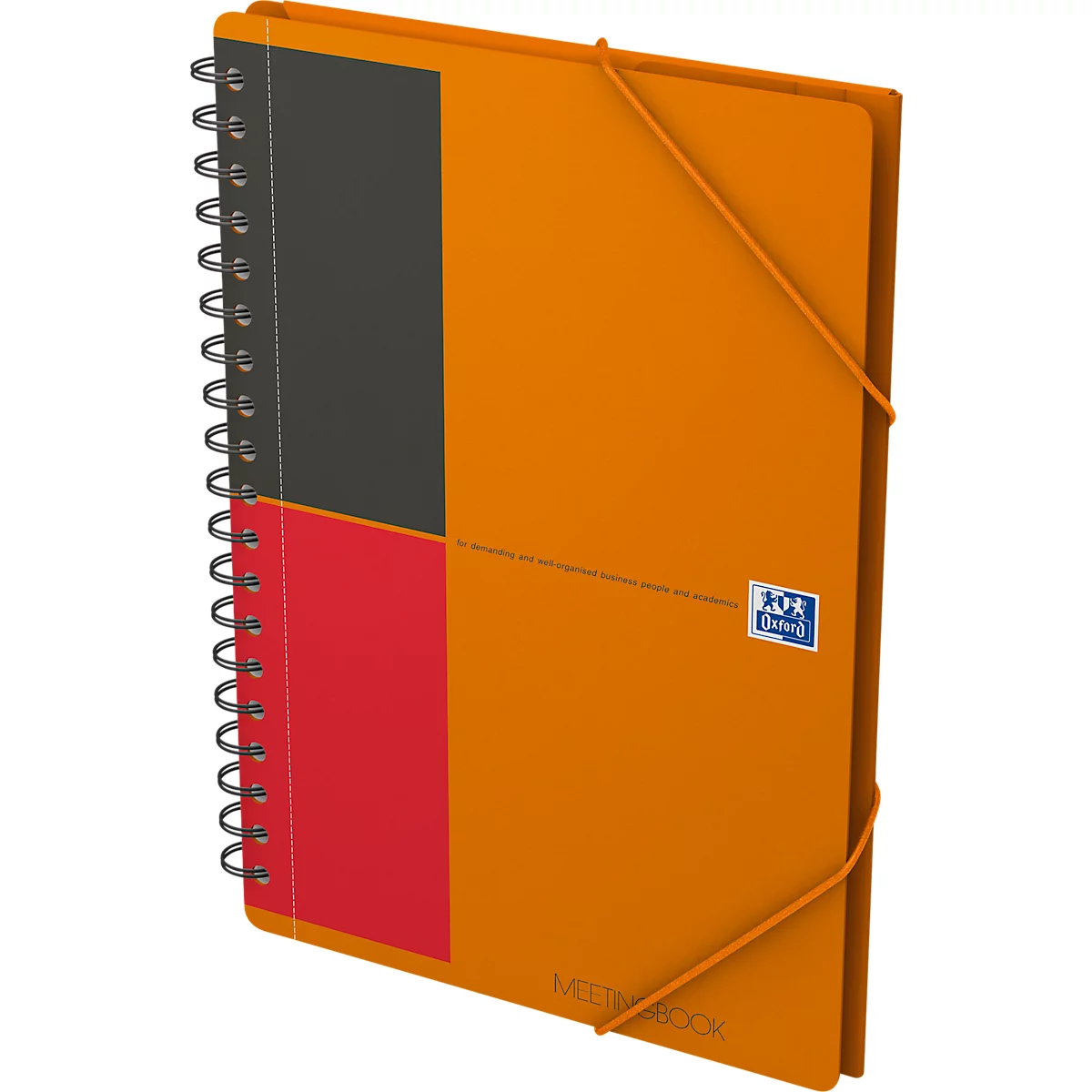 Meetingbook Oxford International, DIN B5, blanc-linéaire, 80 feuilles, reliure spirale, Optik Paper, orange/rouge/noir