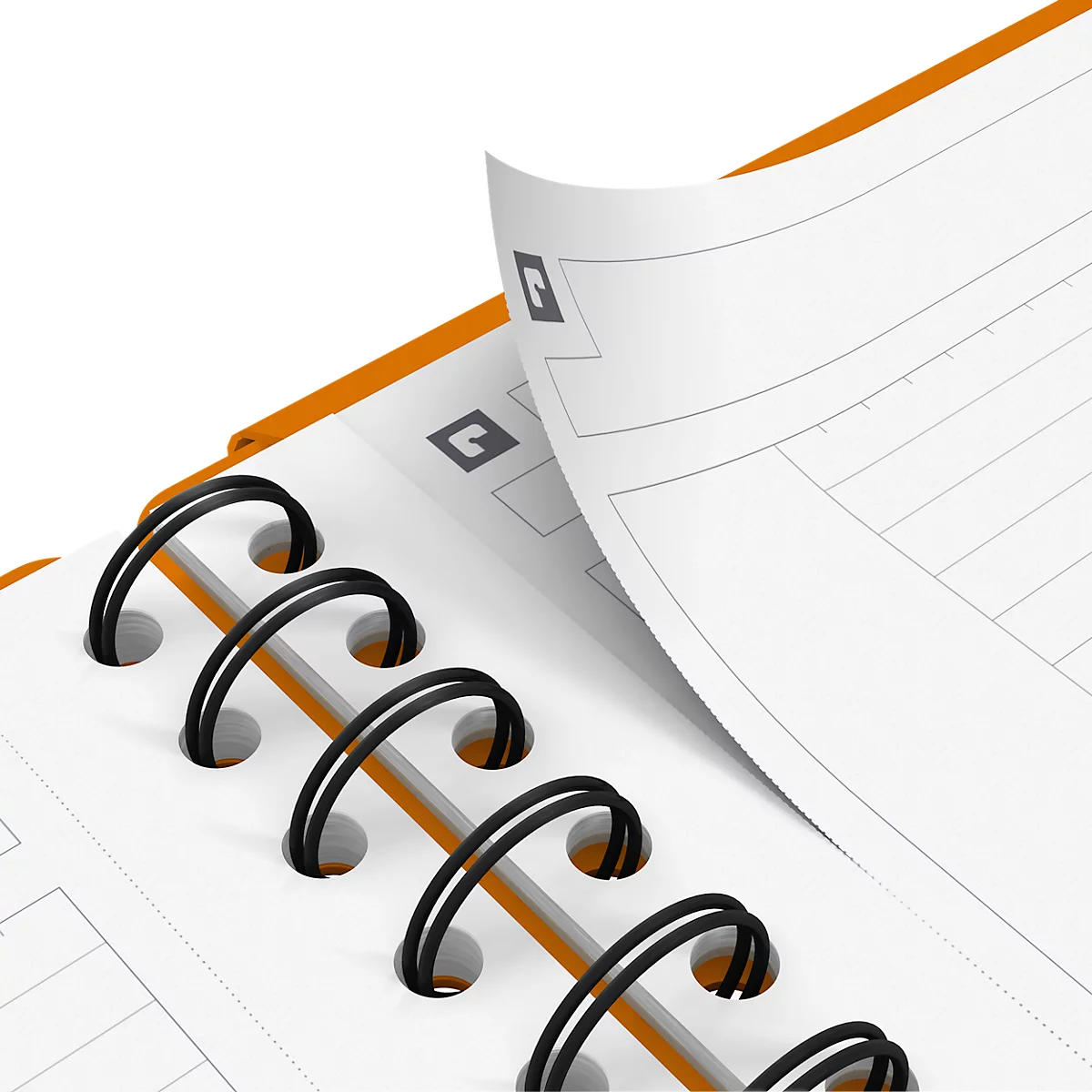 Meetingbook Oxford International, DIN B5, blanc-linéaire, 80 feuilles, reliure spirale, Optik Paper, orange/rouge/noir