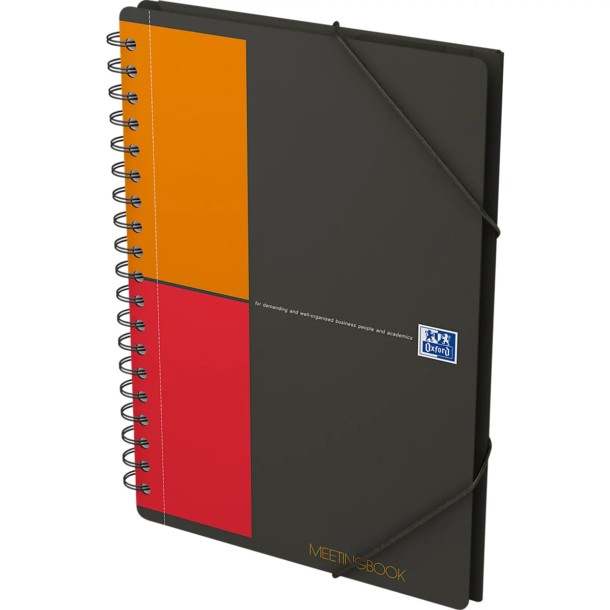 Meetingbook Oxford International, DIN B5, quadrillé blanc, 80 feuilles, reliure spirale, Optik Paper, orange/rouge/gris