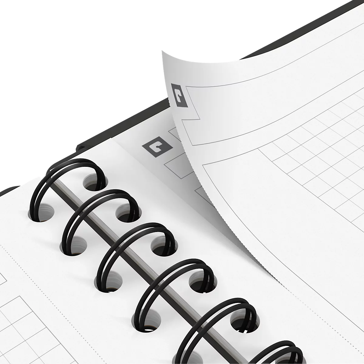 Meetingbook Oxford International, DIN B5, quadrillé blanc, 80 feuilles, reliure spirale, Optik Paper, orange/rouge/gris