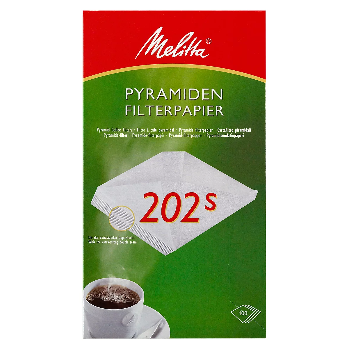 Melitta Pyramiden-filterpapier 202S, 100 stuks