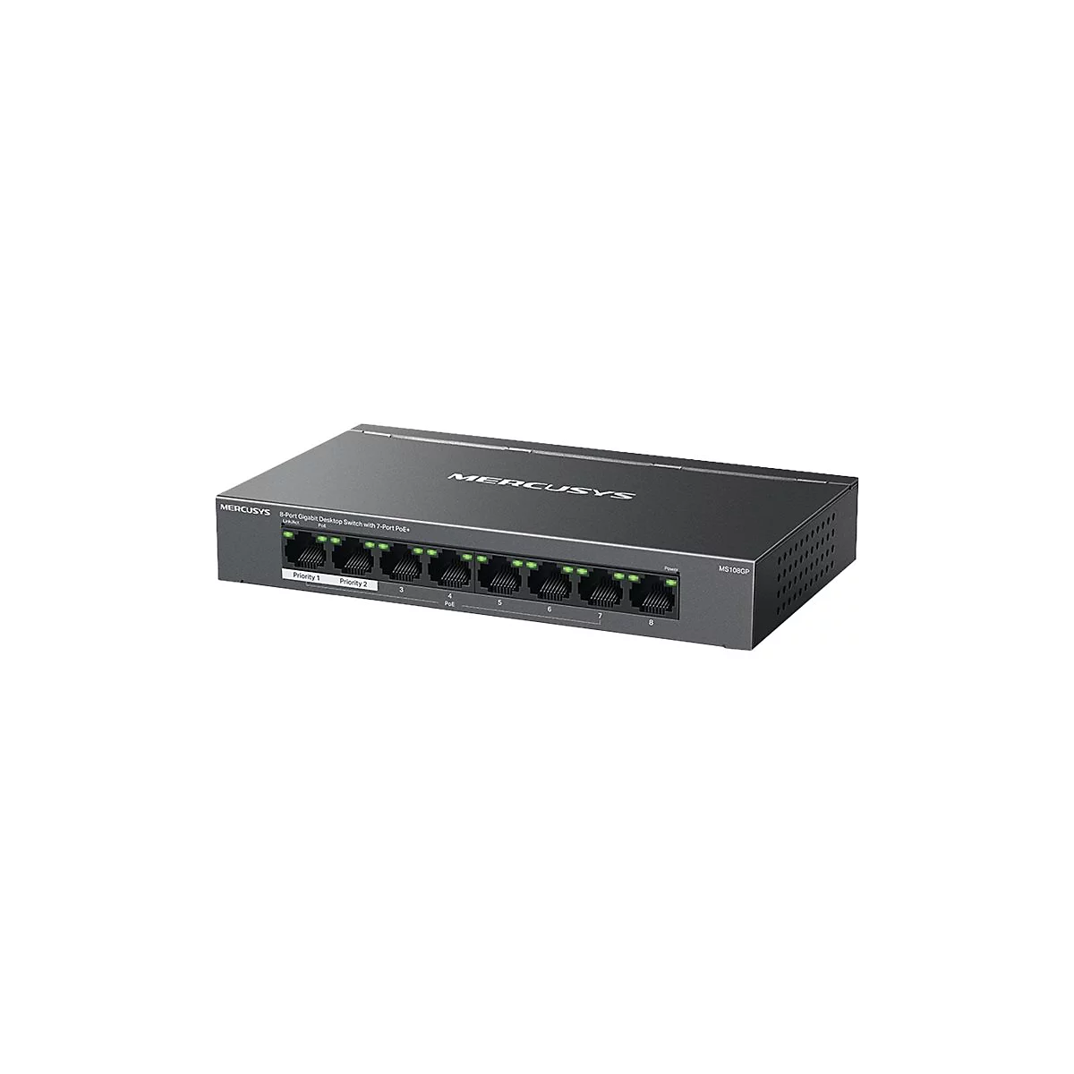 Mercusys MS108GP V1 - Switch - 8 x 10/100/1000 (7 PoE+) - Desktop, wandmontierbar - PoE+ (65 W)
