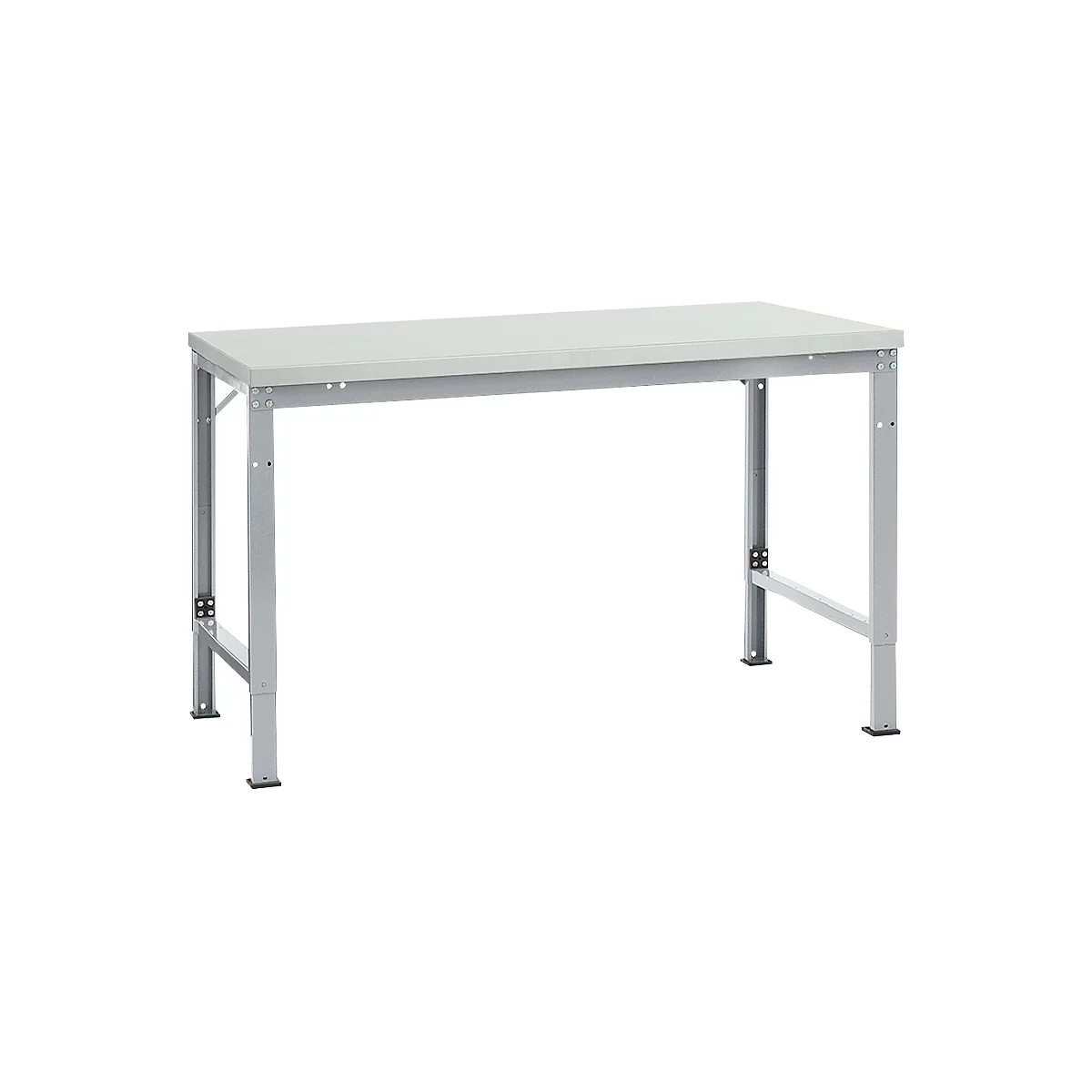 Mesa básica Manuflex UNIVERSAL especial, 1500 x 1000 mm, melamina gris luminoso, aluminio plateado