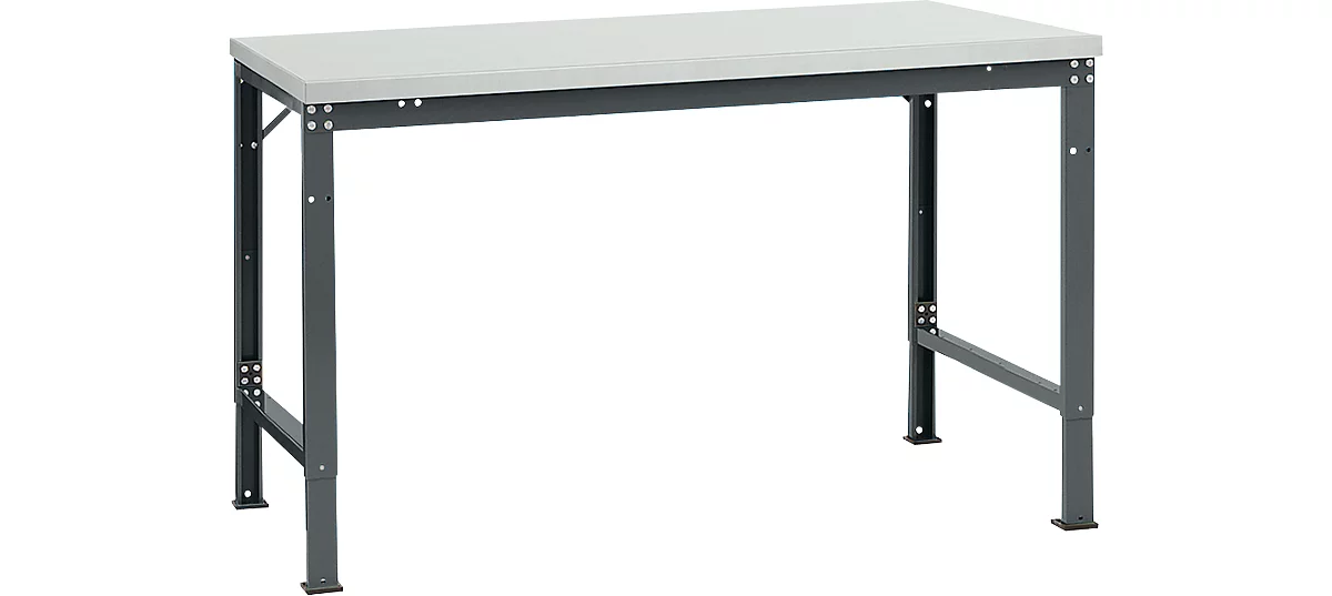 Mesa básica Manuflex UNIVERSAL especial, 1500 x 1000 mm, melamina gris luminoso, antracita
