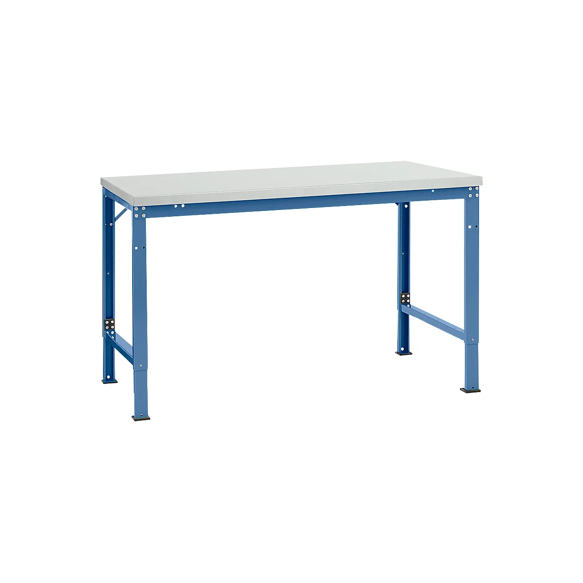 Mesa básica Manuflex UNIVERSAL especial, 1500 x 1000 mm, melamina gris luminoso, azul brillante