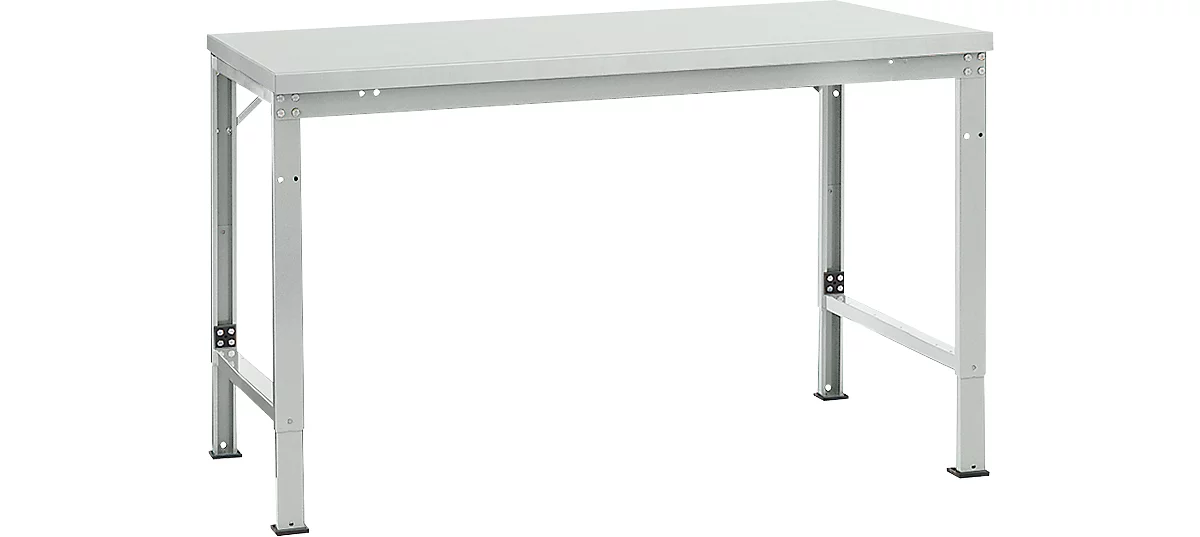 Mesa básica Manuflex UNIVERSAL especial, 1500 x 1000 mm, melamina gris luminoso, gris luminoso