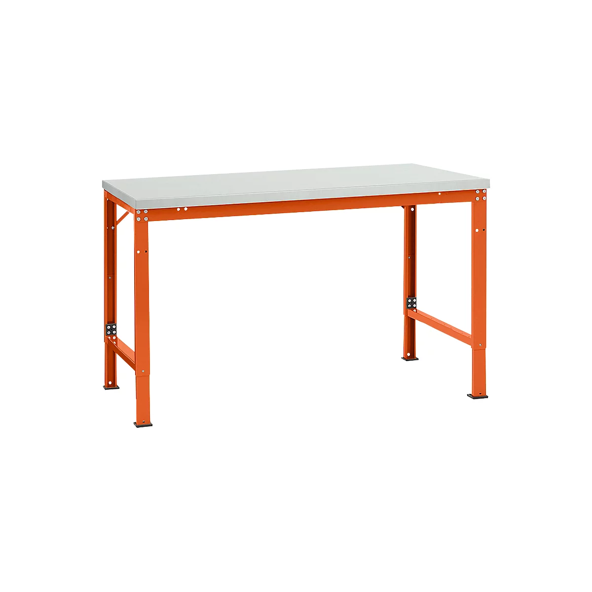 Mesa básica Manuflex UNIVERSAL especial, 1500 x 1000 mm, melamina gris luminoso, rojo anaranjado