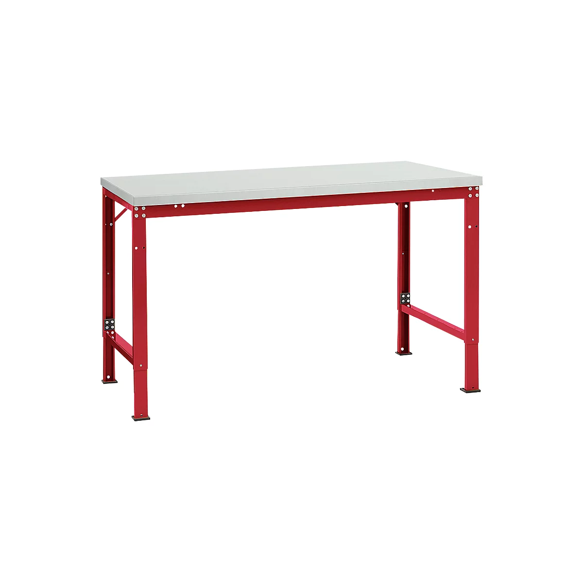 Mesa básica Manuflex UNIVERSAL especial, 1500 x 1000 mm, melamina gris luminoso, rojo rubí