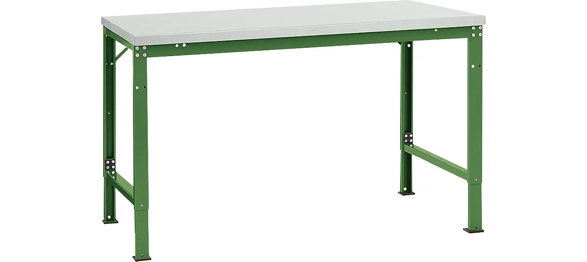 Mesa básica Manuflex UNIVERSAL especial, 1500 x 1000 mm, melamina gris luminoso, verde reseda
