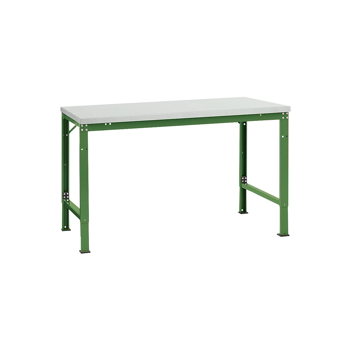 Mesa básica Manuflex UNIVERSAL especial, 1500 x 1000 mm, melamina gris luminoso, verde reseda