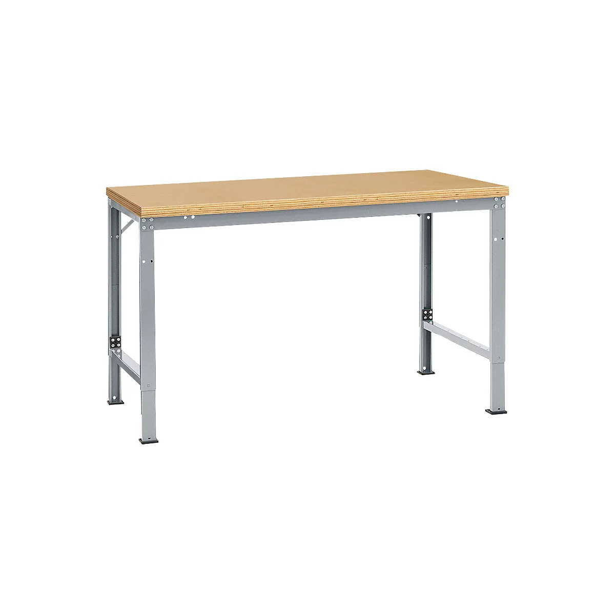 Mesa básica Manuflex UNIVERSAL especial, 1500 x 1000 mm, multiplex natural, aluminio plateado