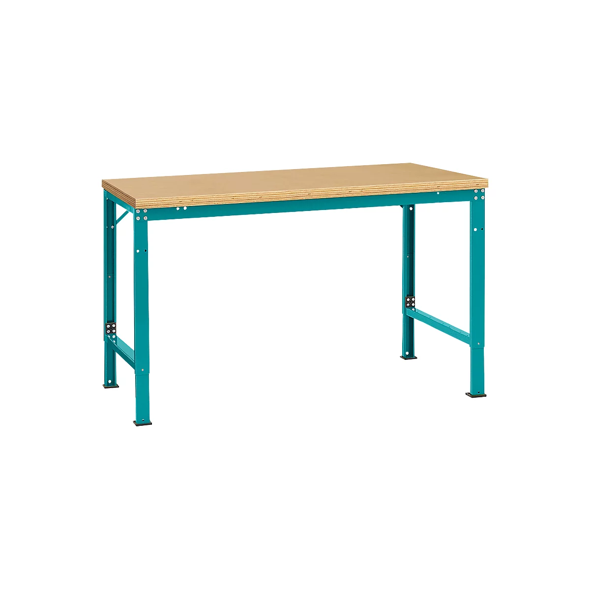 Mesa básica Manuflex UNIVERSAL especial, 1500 x 1000 mm, multiplex natural, azul agua