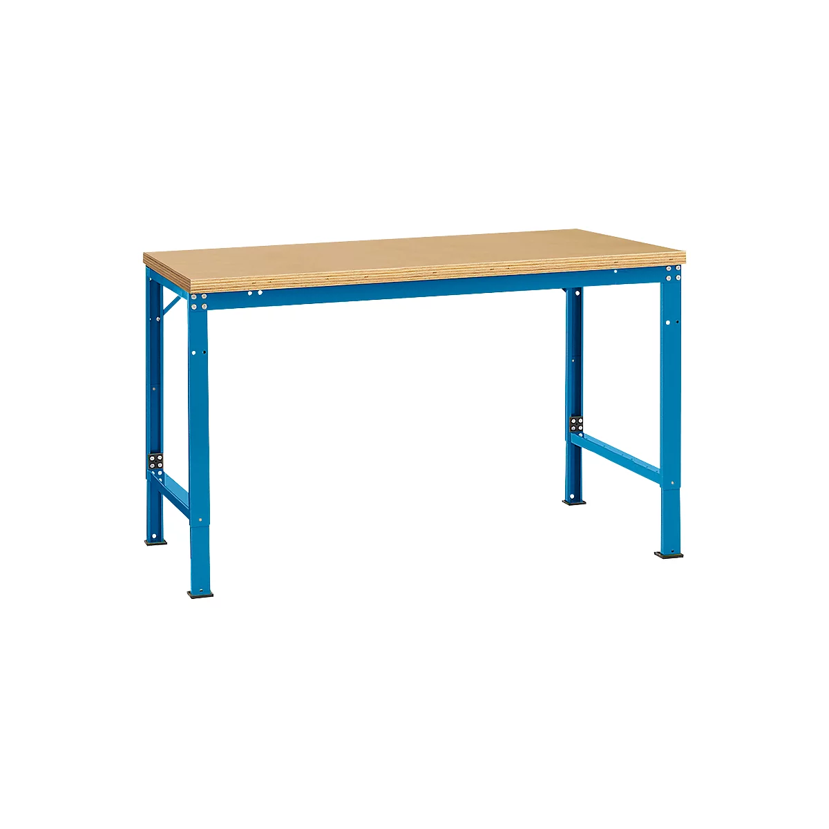 Mesa básica Manuflex UNIVERSAL especial, 1500 x 1000 mm, multiplex natural, azul luminoso