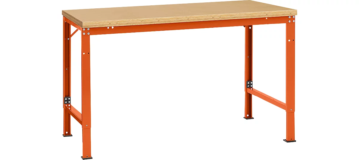 Mesa básica Manuflex UNIVERSAL especial, 1500 x 1000 mm, multiplex natural, rojo anaranjado