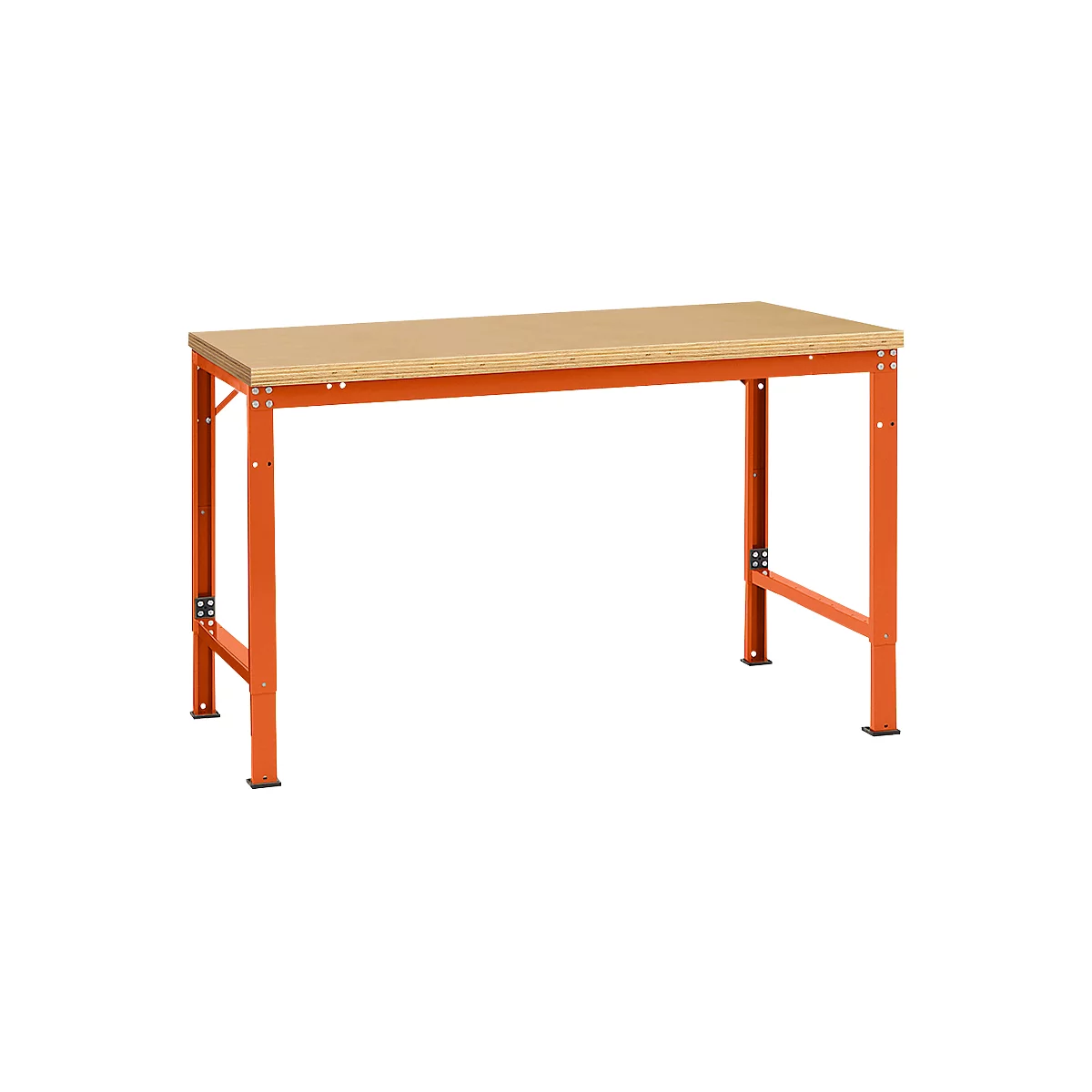 Mesa básica Manuflex UNIVERSAL especial, 1500 x 1000 mm, multiplex natural, rojo anaranjado