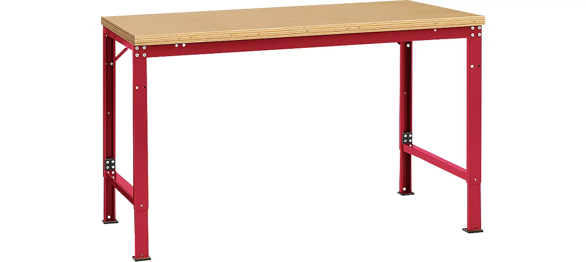 Mesa básica Manuflex UNIVERSAL especial, 1500 x 1000 mm, multiplex natural, rojo rubí