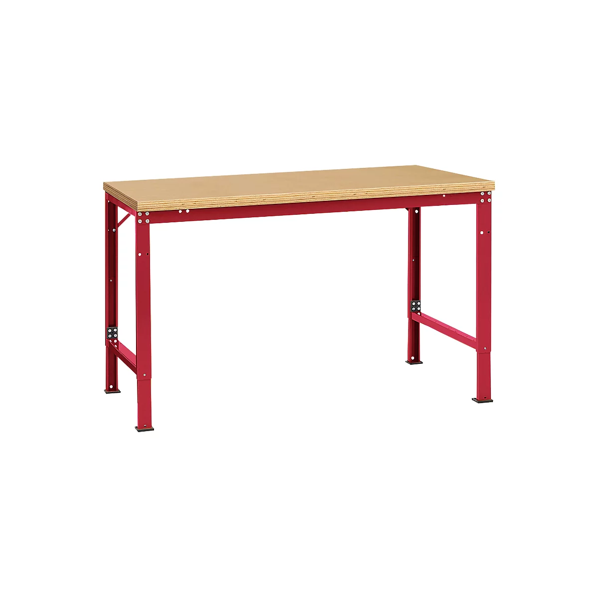 Mesa básica Manuflex UNIVERSAL especial, 1500 x 1000 mm, multiplex natural, rojo rubí