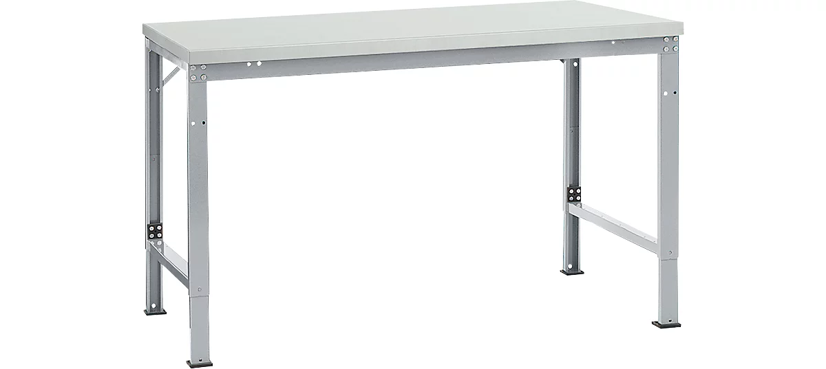 Mesa básica Manuflex UNIVERSAL especial, 1500 x 1000 mm, plástico gris luminoso, aluminio plateado