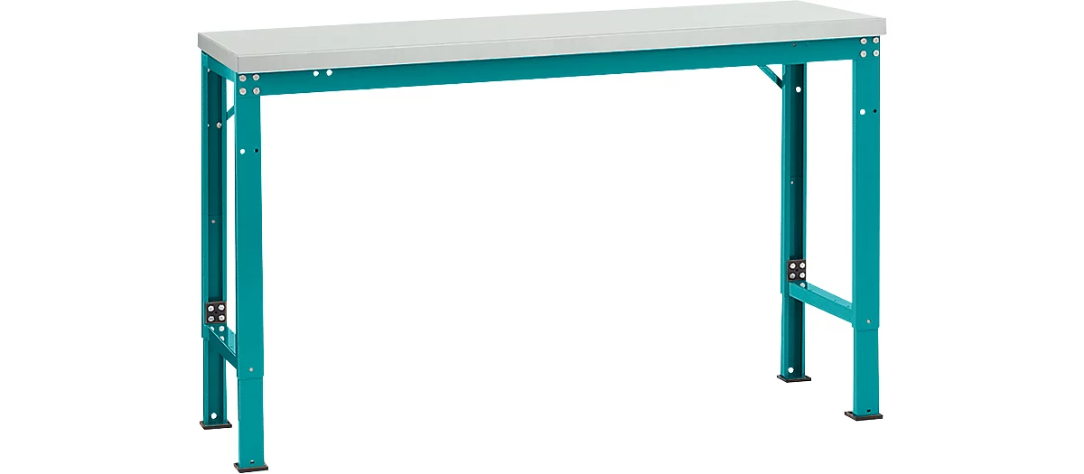 Mesa básica Manuflex UNIVERSAL especial, 1500 x 800 mm, melamina gris luminoso, azul agua
