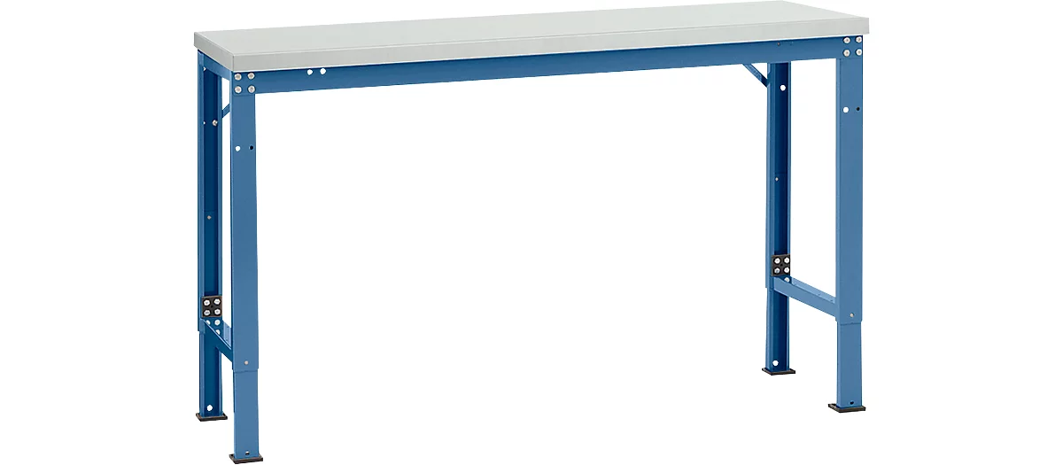 Mesa básica Manuflex UNIVERSAL especial, 1500 x 800 mm, melamina gris luminoso, azul brillante