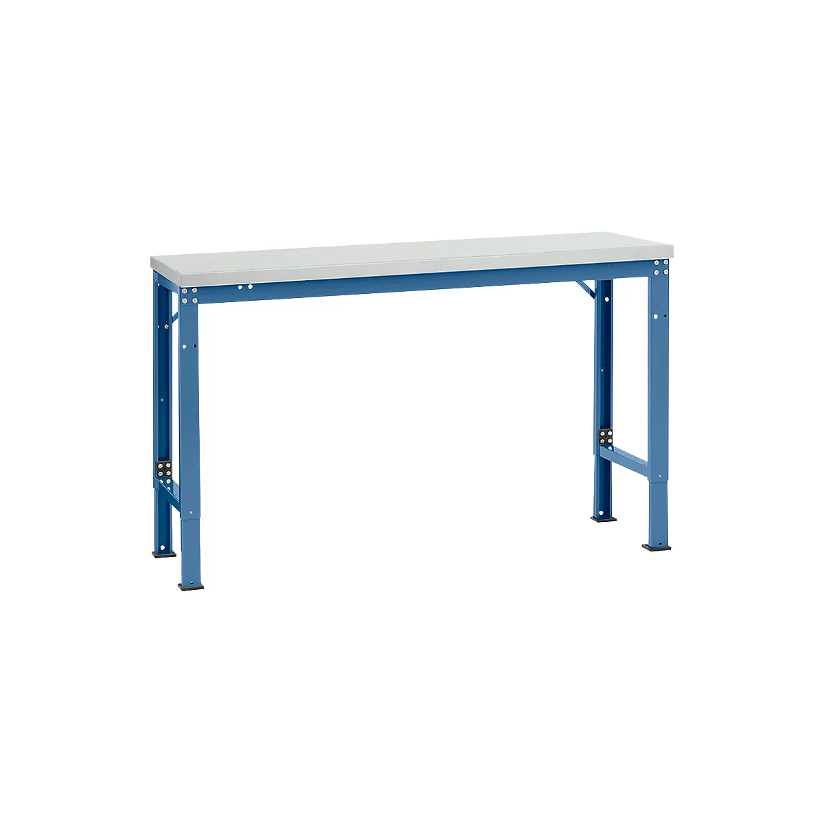 Mesa básica Manuflex UNIVERSAL especial, 1500 x 800 mm, melamina gris luminoso, azul brillante