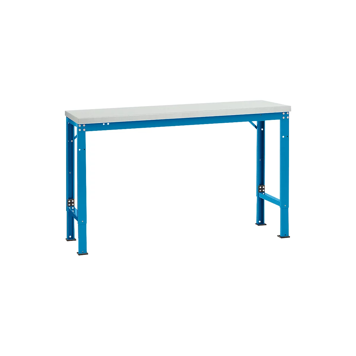 Mesa básica Manuflex UNIVERSAL especial, 1500 x 800 mm, melamina gris luminoso, azul luminoso