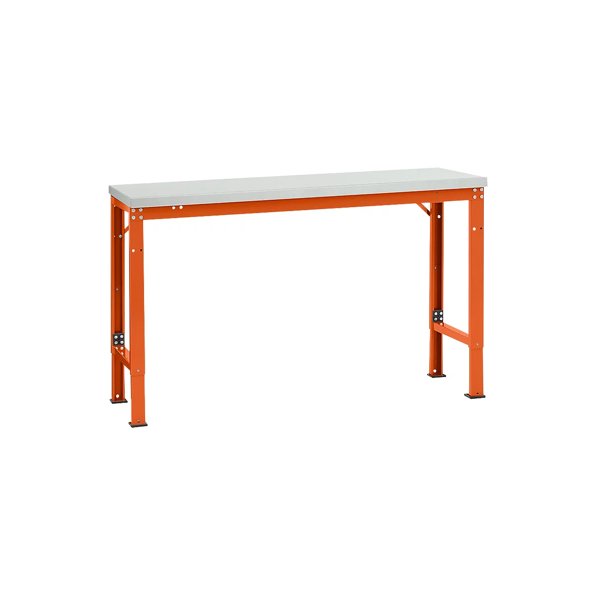 Mesa básica Manuflex UNIVERSAL especial, 1500 x 800 mm, melamina gris luminoso, rojo anaranjado