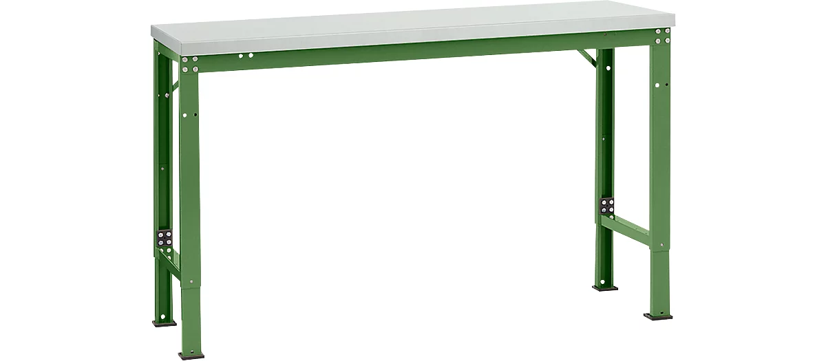 Mesa básica Manuflex UNIVERSAL especial, 1500 x 800 mm, melamina gris luminoso, verde reseda