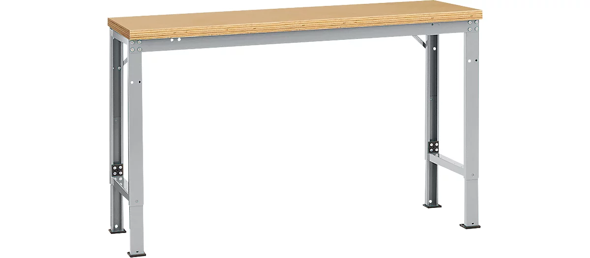 Mesa básica Manuflex UNIVERSAL especial, 1500 x 800 mm, multiplex natural, aluminio plateado