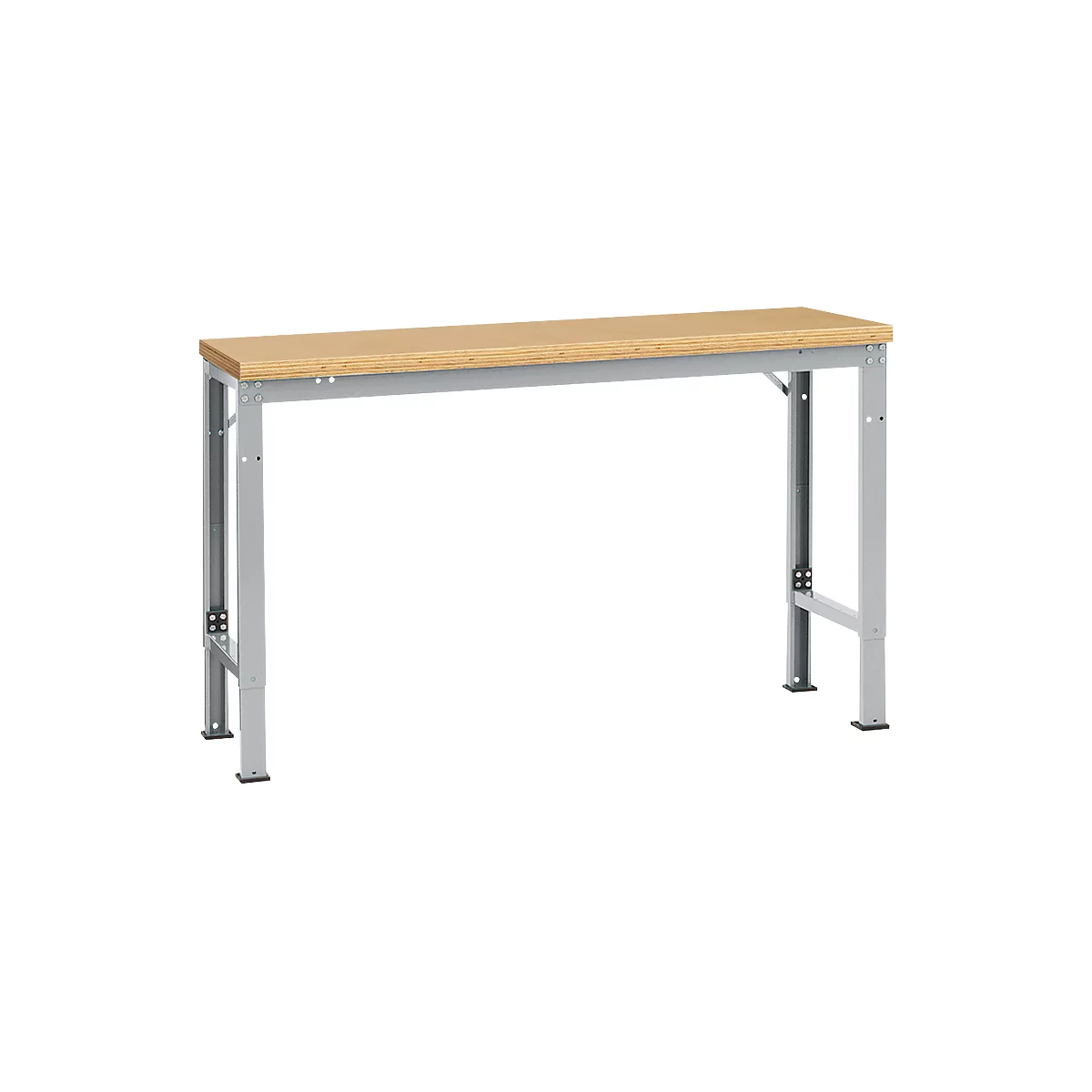 Mesa básica Manuflex UNIVERSAL especial, 1500 x 800 mm, multiplex natural, aluminio plateado