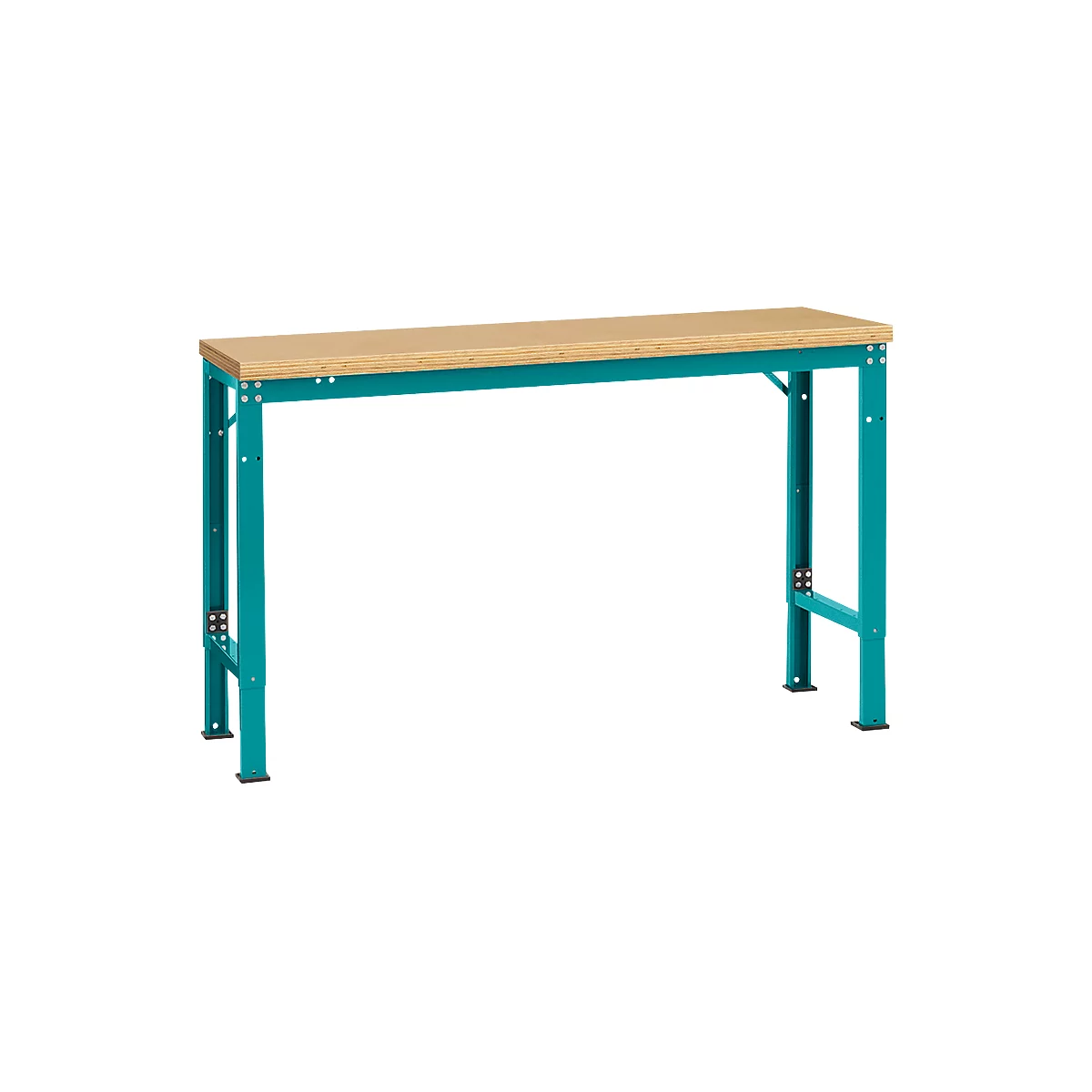 Mesa básica Manuflex UNIVERSAL especial, 1500 x 800 mm, multiplex natural, azul agua