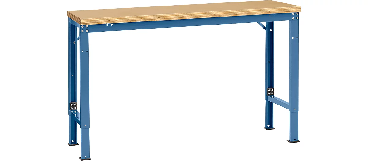 Mesa básica Manuflex UNIVERSAL especial, 1500 x 800 mm, multiplex natural, azul brillante