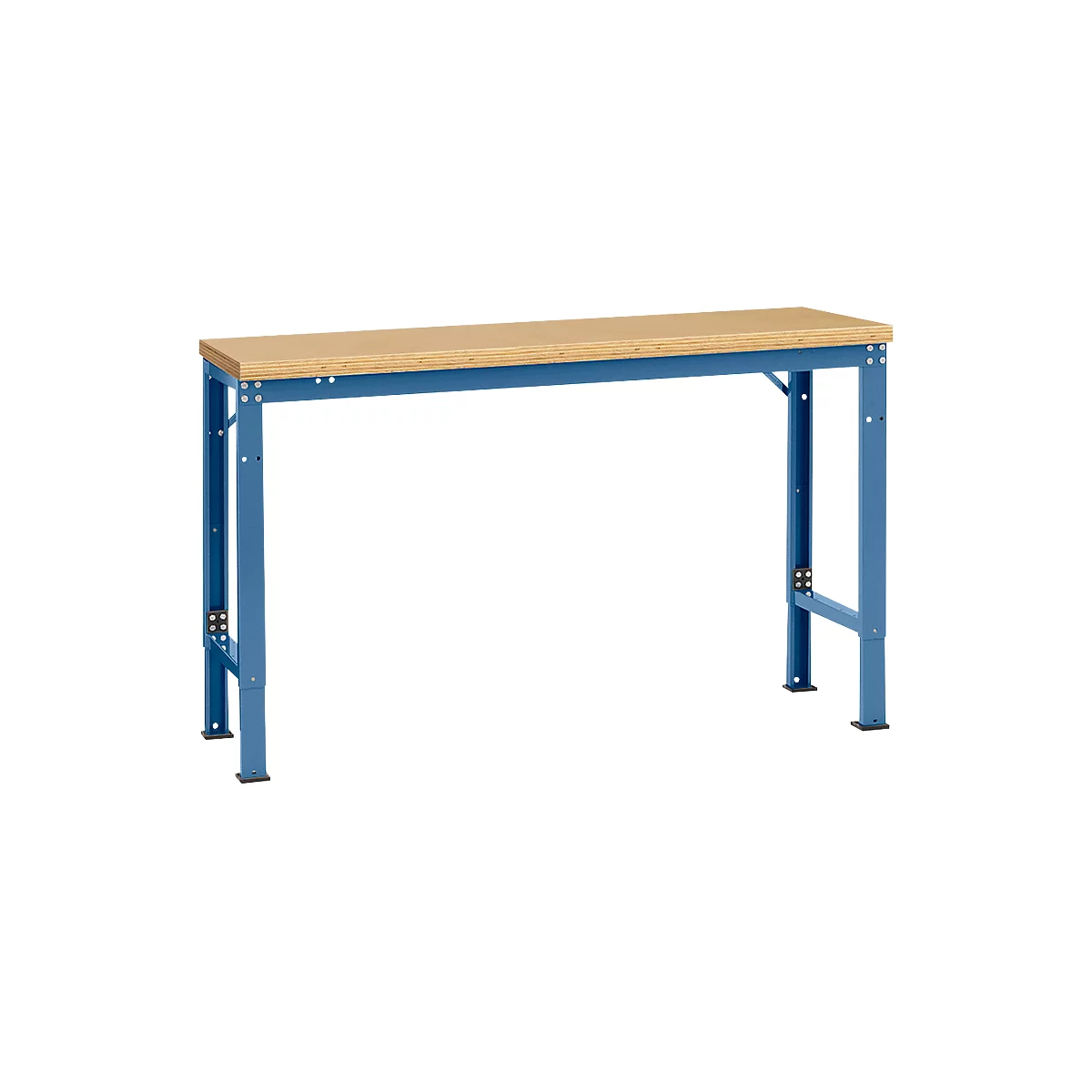 Mesa básica Manuflex UNIVERSAL especial, 1500 x 800 mm, multiplex natural, azul brillante