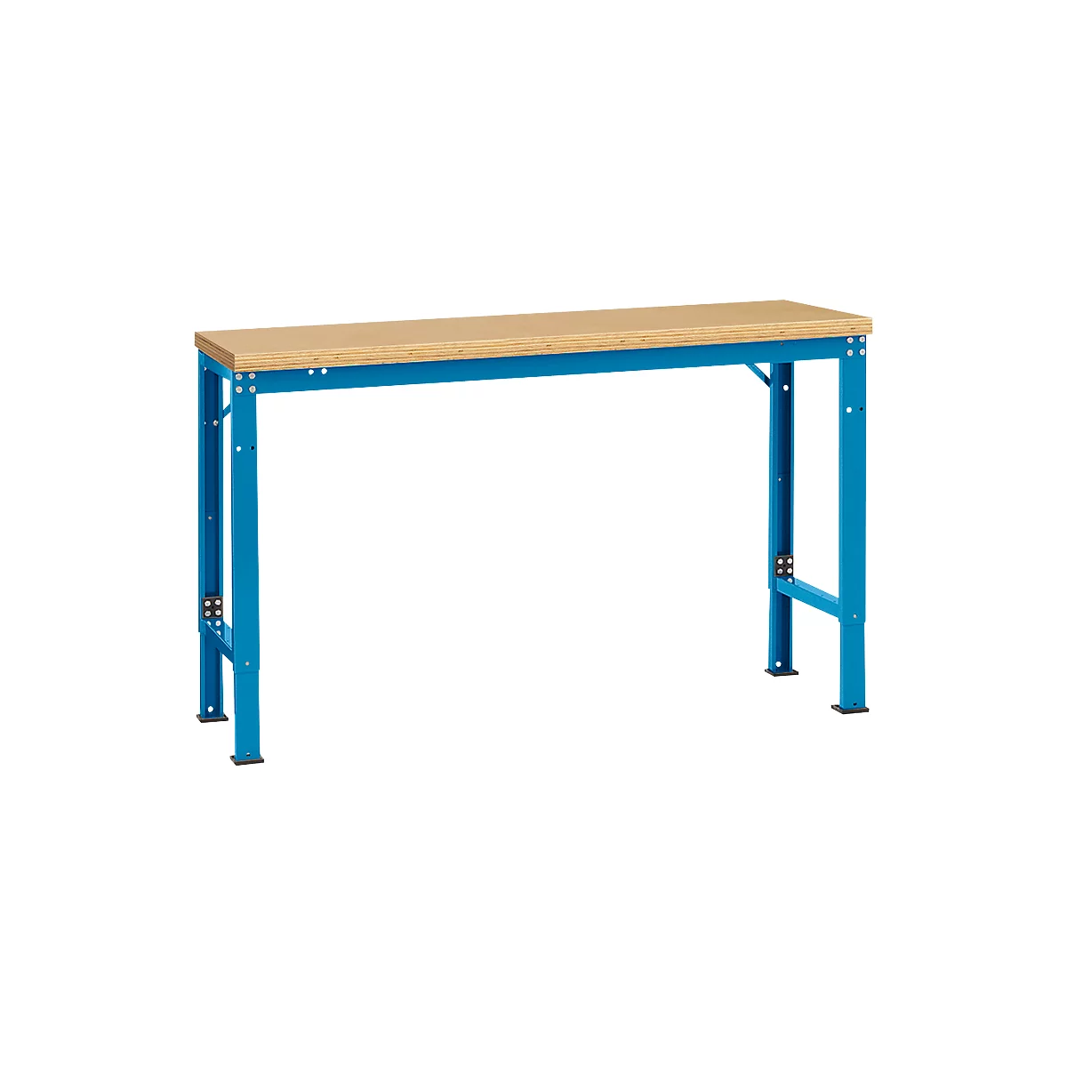 Mesa básica Manuflex UNIVERSAL especial, 1500 x 800 mm, multiplex natural, azul luminoso