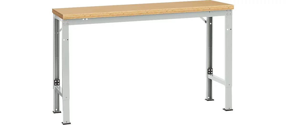 Mesa básica Manuflex UNIVERSAL especial, 1500 x 800 mm, multiplex natural, gris luminoso