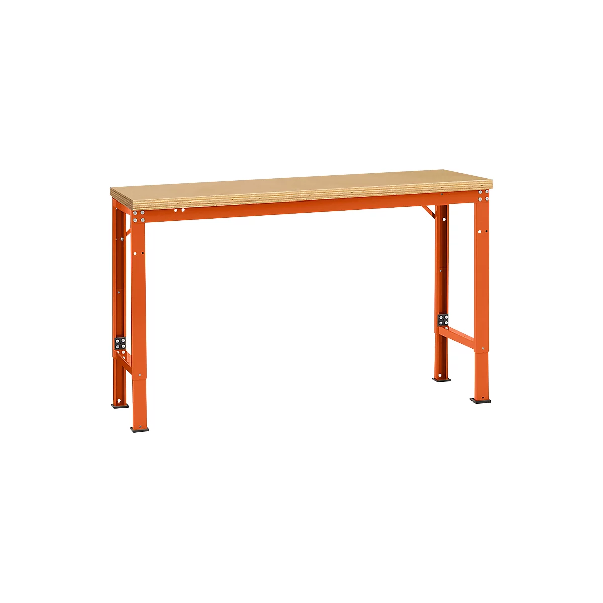 Mesa básica Manuflex UNIVERSAL especial, 1500 x 800 mm, multiplex natural, rojo anaranjado