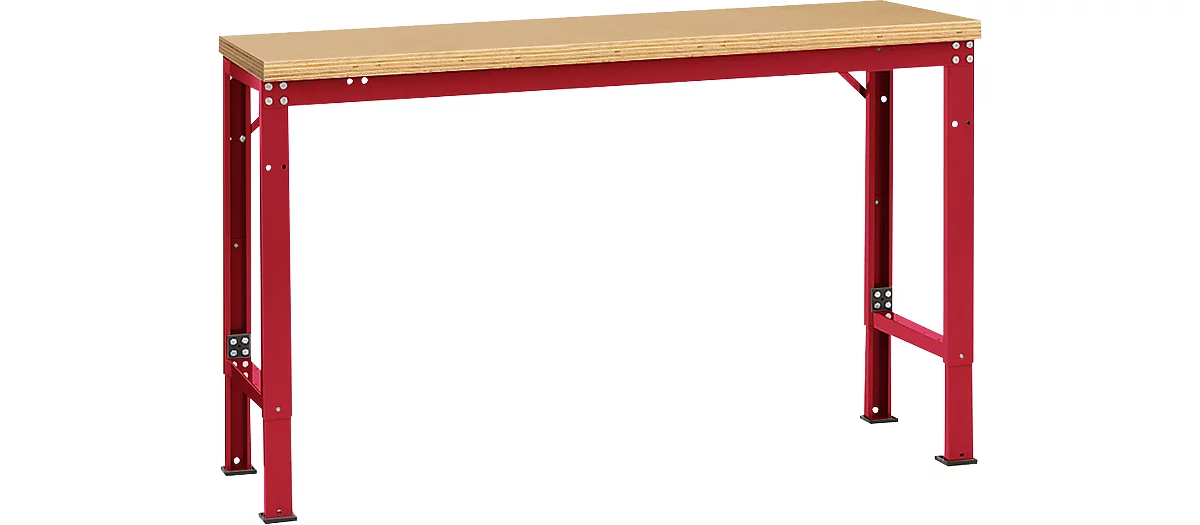 Mesa básica Manuflex UNIVERSAL especial, 1500 x 800 mm, multiplex natural, rojo rubí