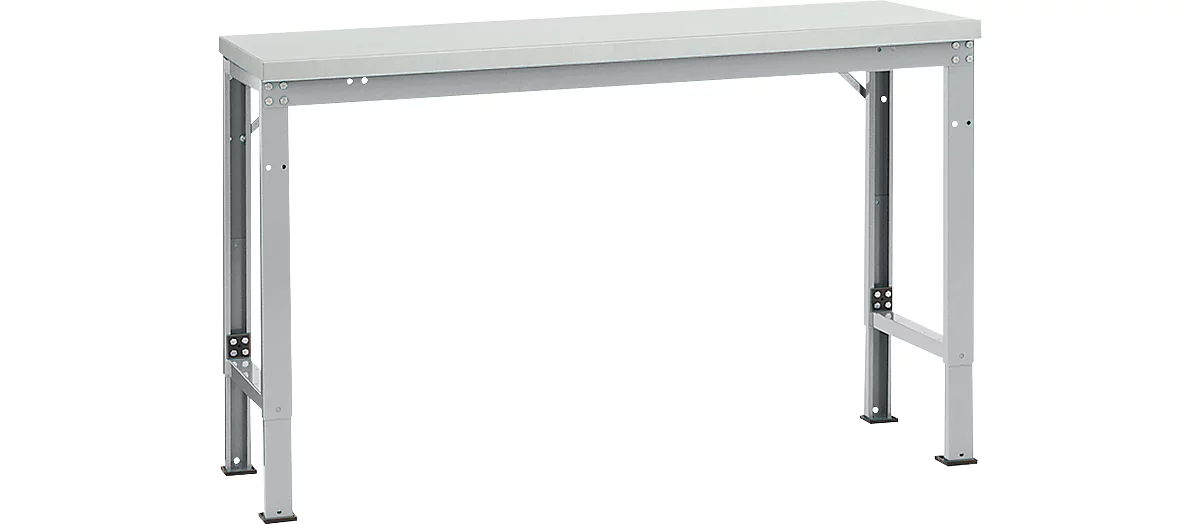 Mesa básica Manuflex UNIVERSAL especial, 1500 x 800 mm, plástico gris luminoso, aluminio plateado