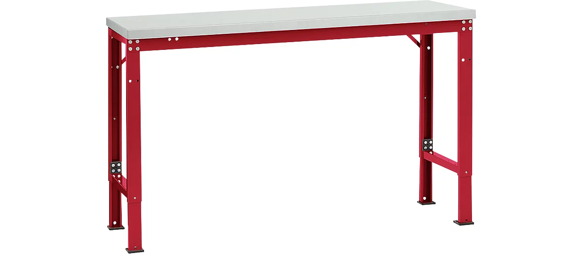 Mesa básica Manuflex UNIVERSAL especial, 1500 x 800 mm, plástico gris luminoso, rojo rubí