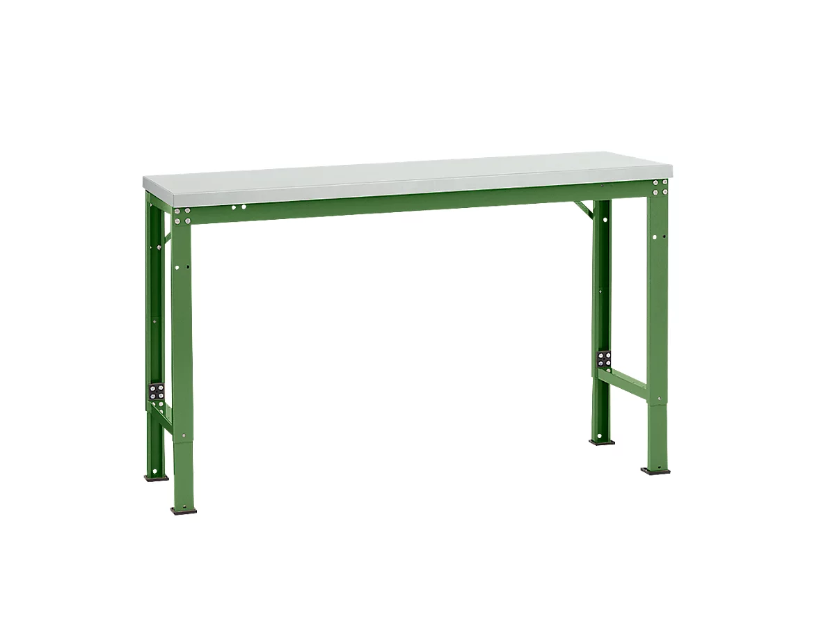 Mesa básica Manuflex UNIVERSAL especial, 1500 x 800 mm, plástico gris luminoso, verde reseda