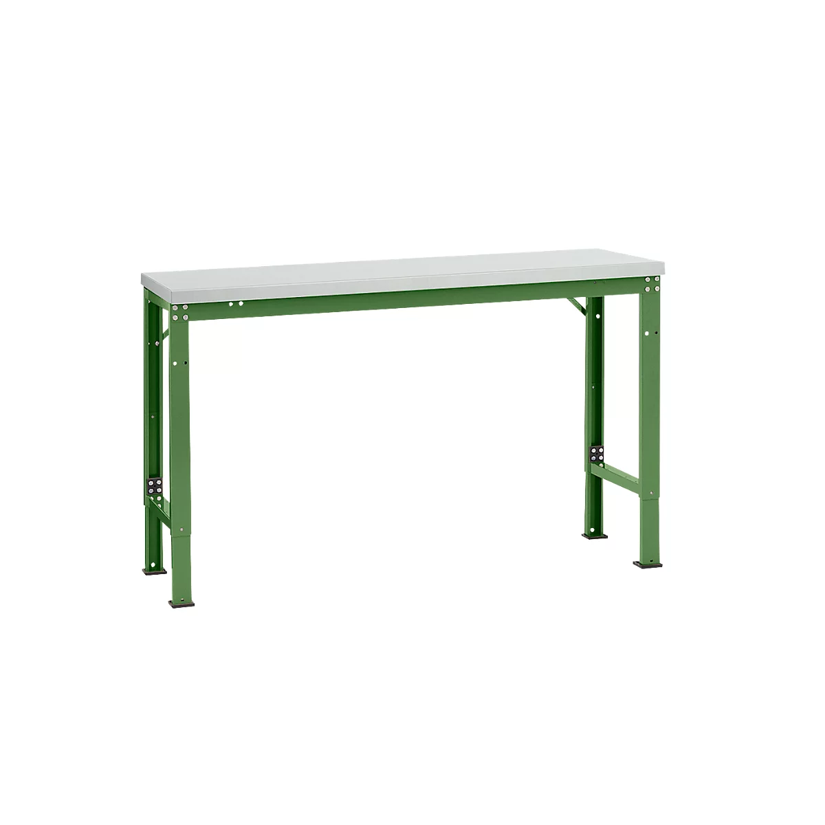 Mesa básica Manuflex UNIVERSAL especial, 1500 x 800 mm, plástico gris luminoso, verde reseda