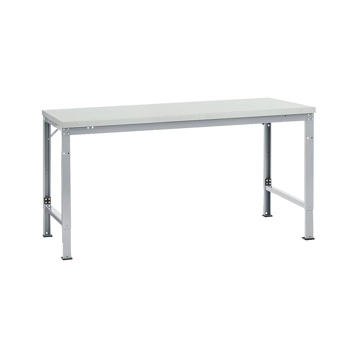 Mesa básica Manuflex UNIVERSAL especial, 1750 x 1000 mm, melamina gris luminoso, aluminio plateado