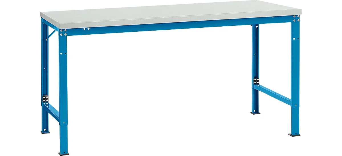 Mesa básica Manuflex UNIVERSAL especial, 1750 x 1000 mm, melamina gris luminoso, azul luminoso