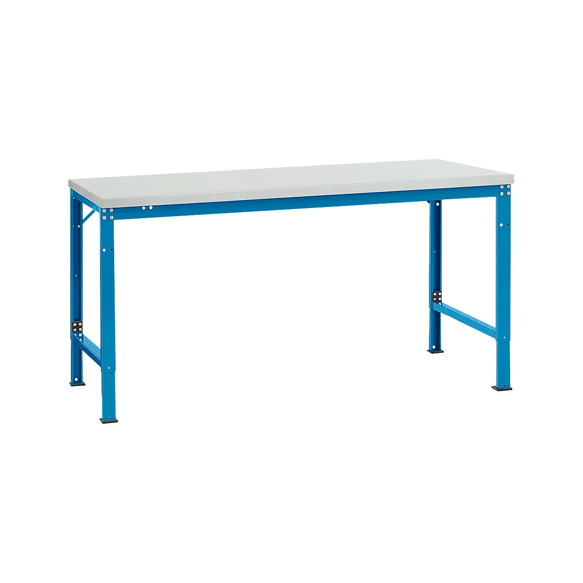 Mesa básica Manuflex UNIVERSAL especial, 1750 x 1000 mm, melamina gris luminoso, azul luminoso