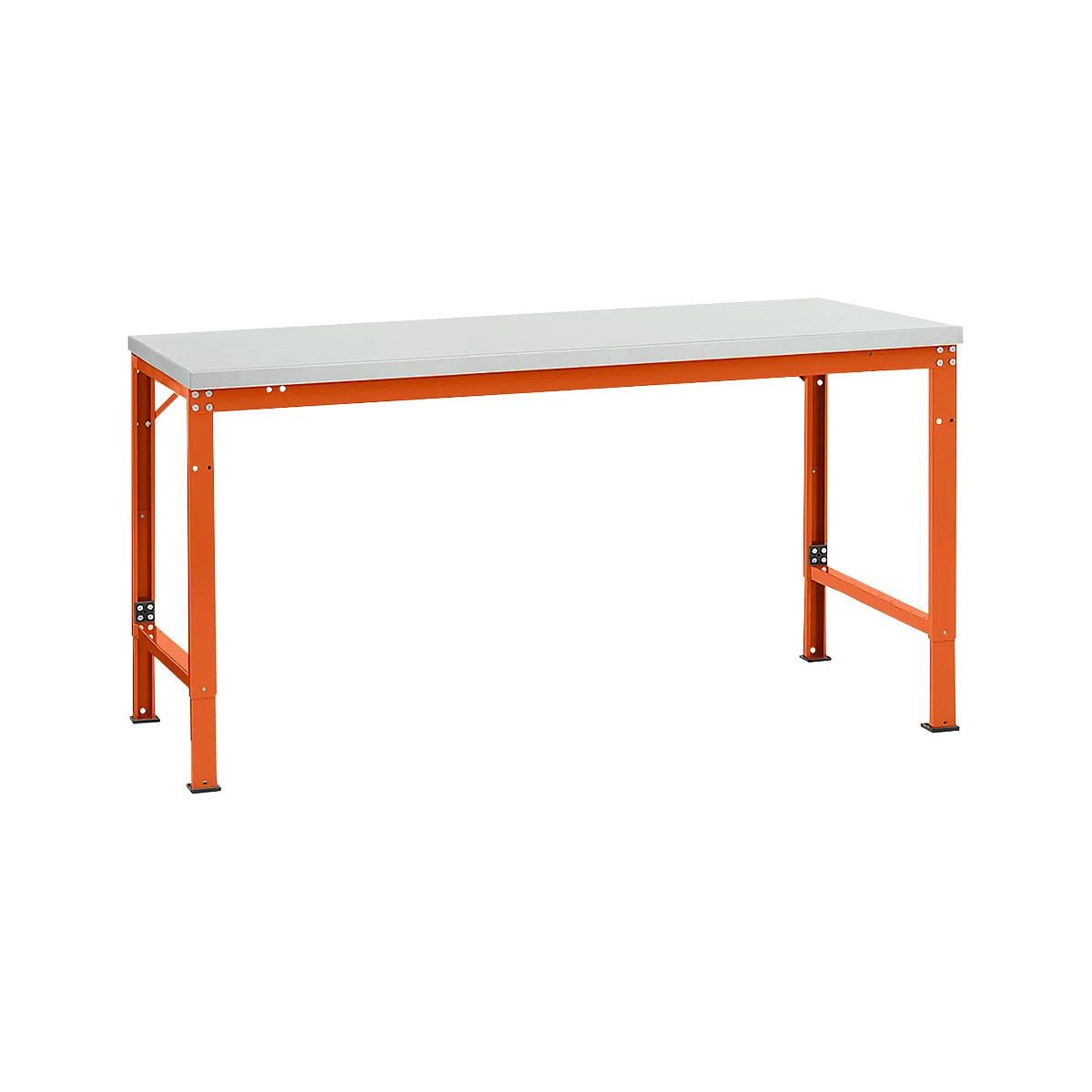 Mesa básica Manuflex UNIVERSAL especial, 1750 x 1000 mm, melamina gris luminoso, rojo anaranjado