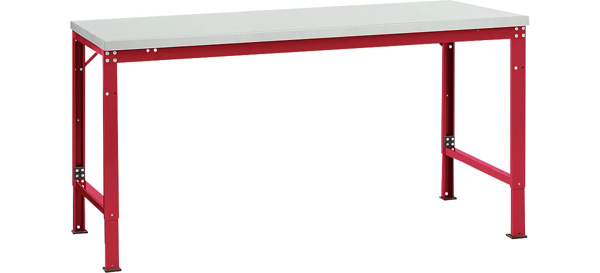 Mesa básica Manuflex UNIVERSAL especial, 1750 x 1000 mm, melamina gris luminoso, rojo rubí