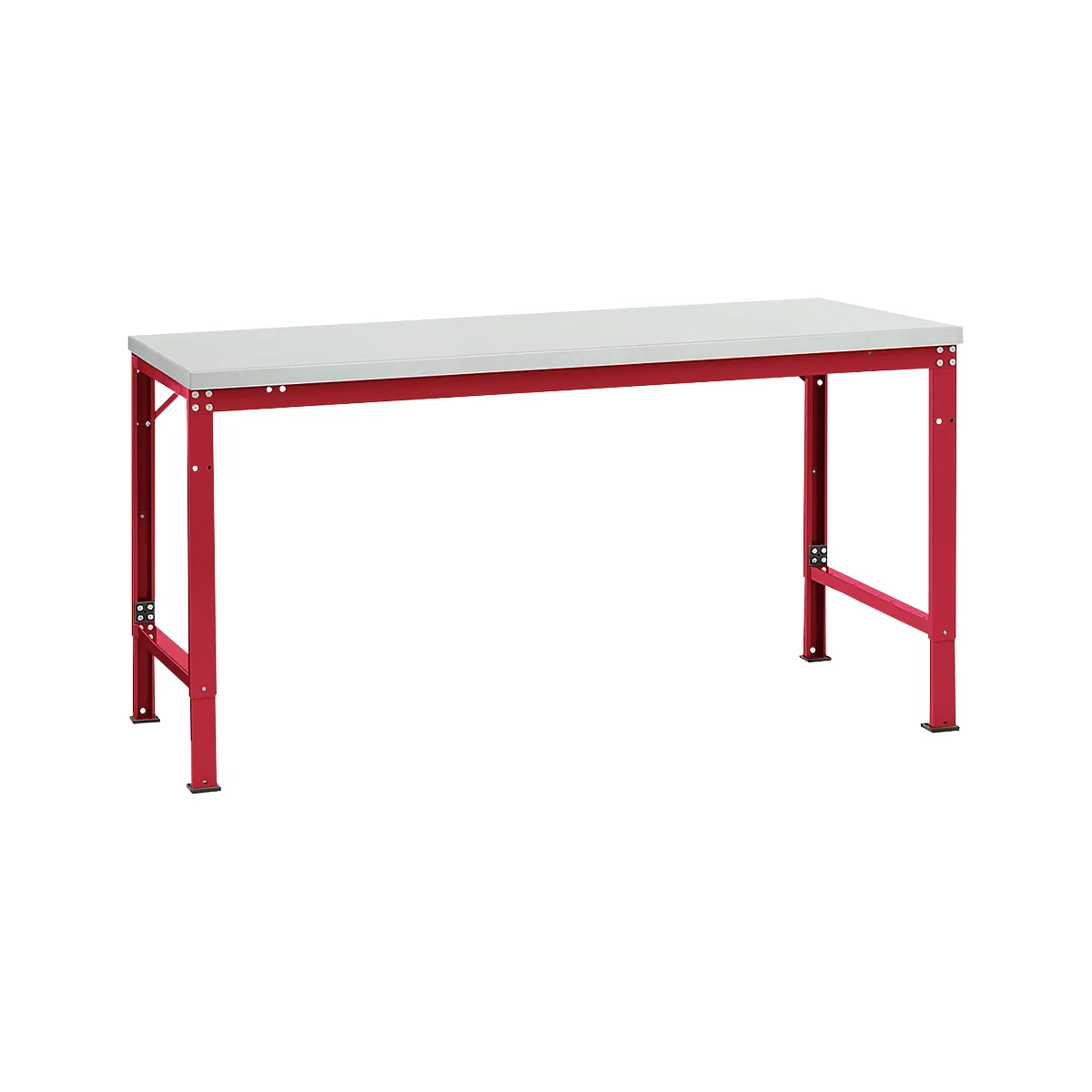 Mesa básica Manuflex UNIVERSAL especial, 1750 x 1000 mm, melamina gris luminoso, rojo rubí