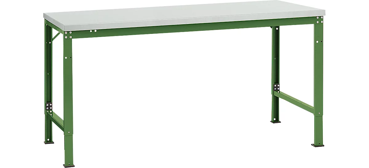 Mesa básica Manuflex UNIVERSAL especial, 1750 x 1000 mm, melamina gris luminoso, verde reseda