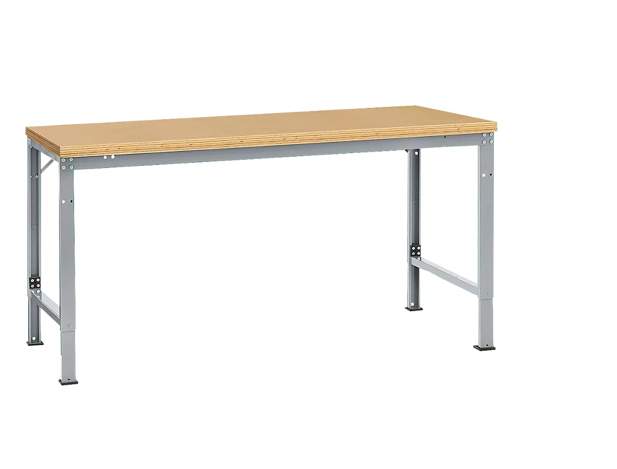 Mesa básica Manuflex UNIVERSAL especial, 1750 x 1000 mm, multiplex natural, aluminio plateado